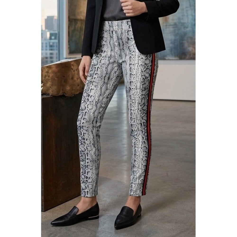 Joe B Women's Snake Print Leggings Side Stripe Black White‎ Red Size XL Stretch